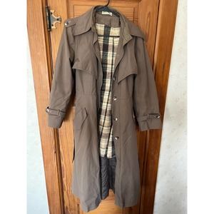 Made in Singapore Long Sleeve Vintage Trench Coat Brown Womens Size 10